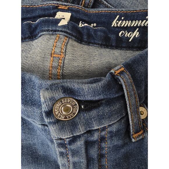 7 For All Mankind Kimmie Crop Jeans 26 Womens Mid Rise Raw Hem Medium Wash - Picture 5 of 7